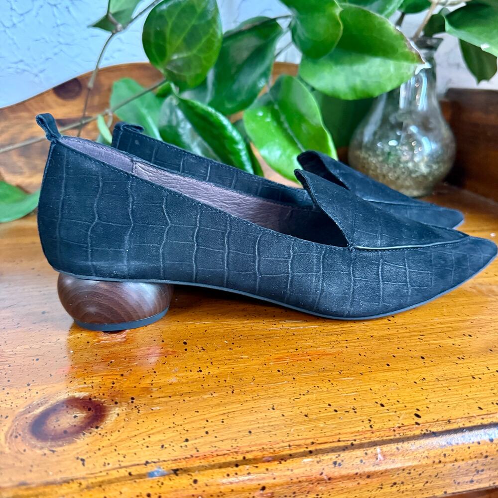 Jeffrey Campbell Black Pointed Toe Loafers Block Heel Shoes Women’s 10 - Picture 3 of 8